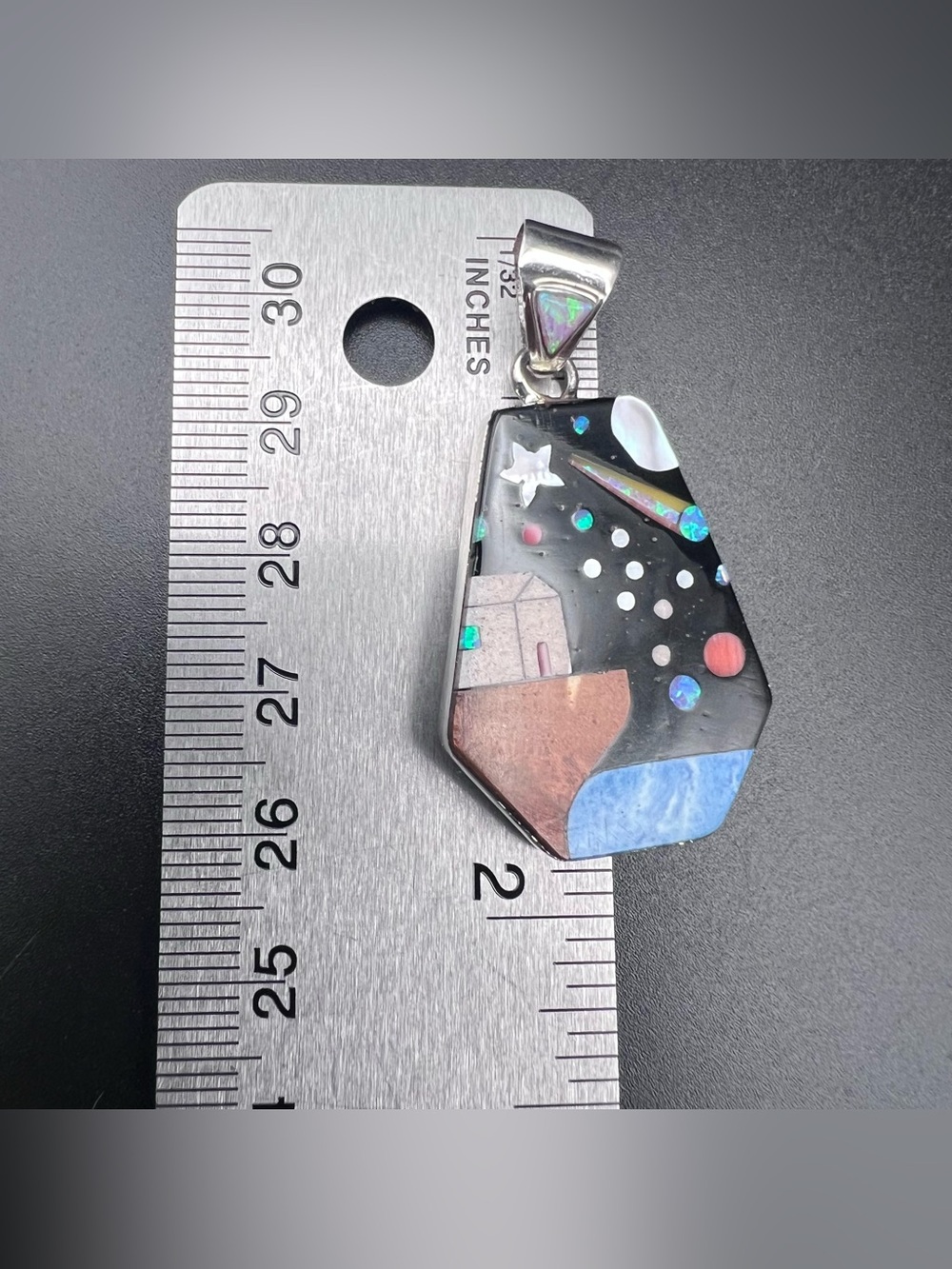 Sterling Silver Galaxy Inlay Pendant - Cliff House - Picture 4 of 5